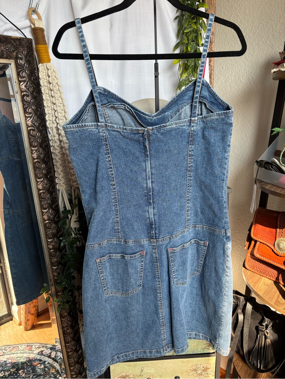 Vintage Tommy Jeans Medium Wash Denim Cami Mini Dress - Size L - Picture 2 of 5